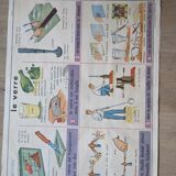 Old vintage school poster orange glass