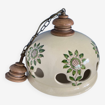 Green flower ceramic pendant light