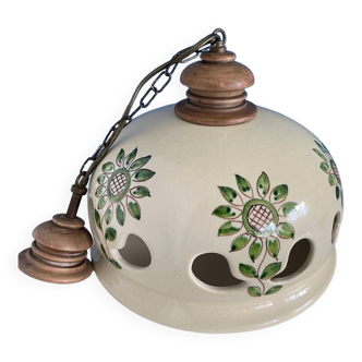 Green flower ceramic pendant light