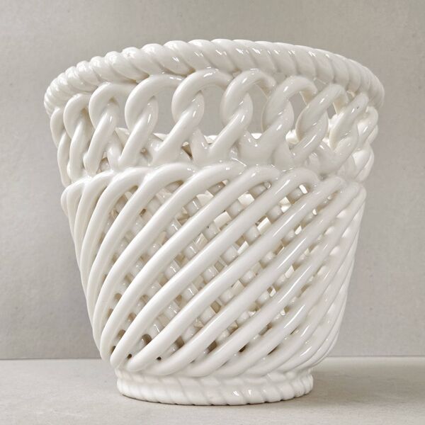 Cache-pot céramique tressée de Bassano 1960