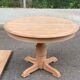 Large extendable round dining table stripped with a central wooden leg 110-198cm.
