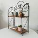 Vintage wall or table shelf in wrought iron and rattan