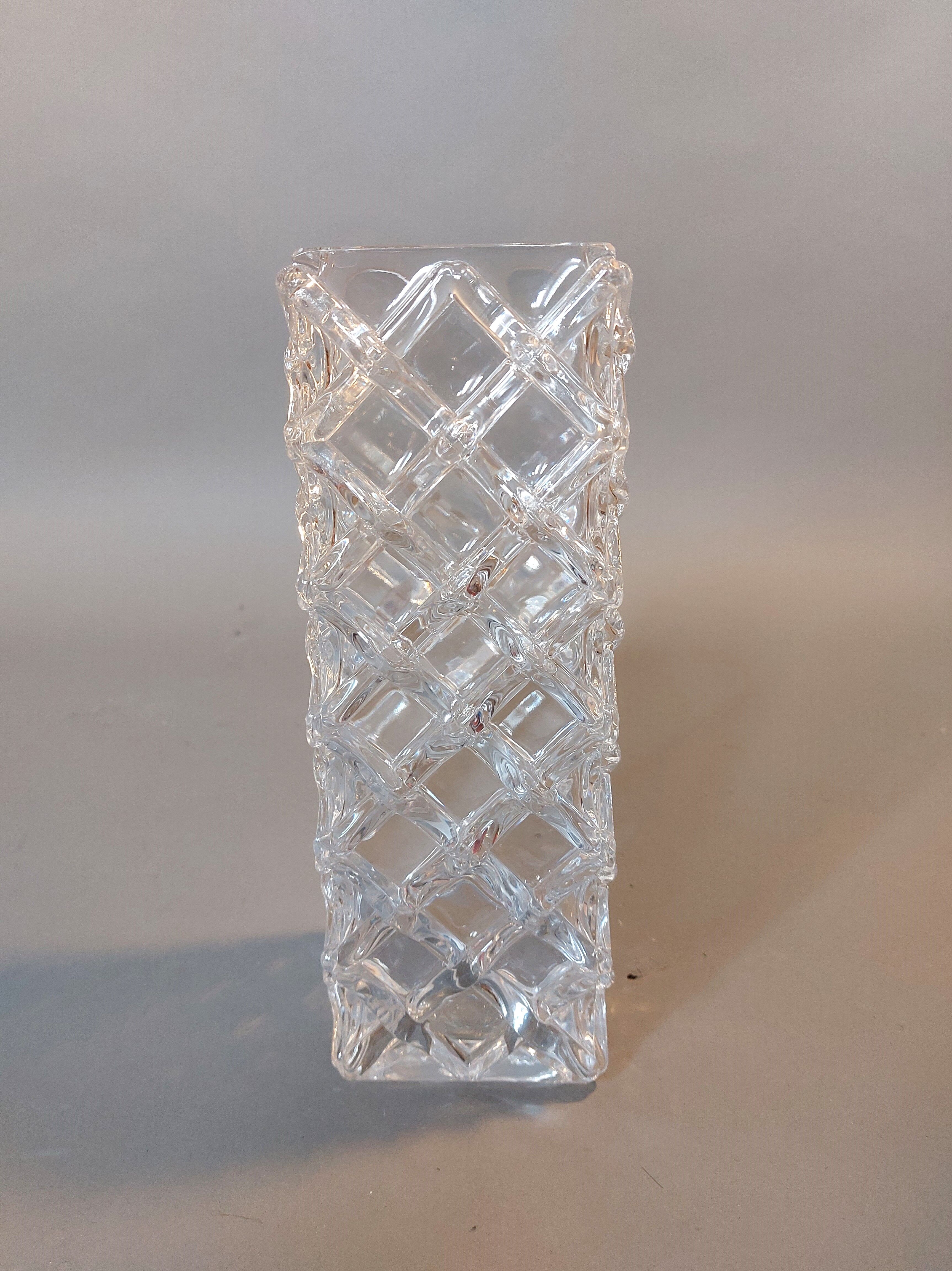 Molded glass vase cross 1940