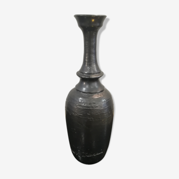 Vase en terre cuite émaillée noire, signé Jean Marais