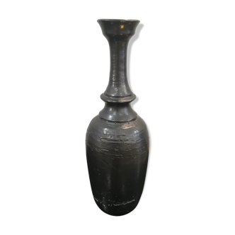 Vase en terre cuite émaillée noire, signé Jean Marais