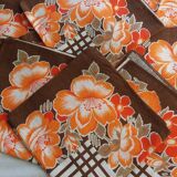 Vintage 70s flower power napkins, set of 12.