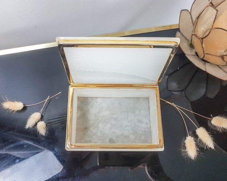 Marble and brass jewellery box