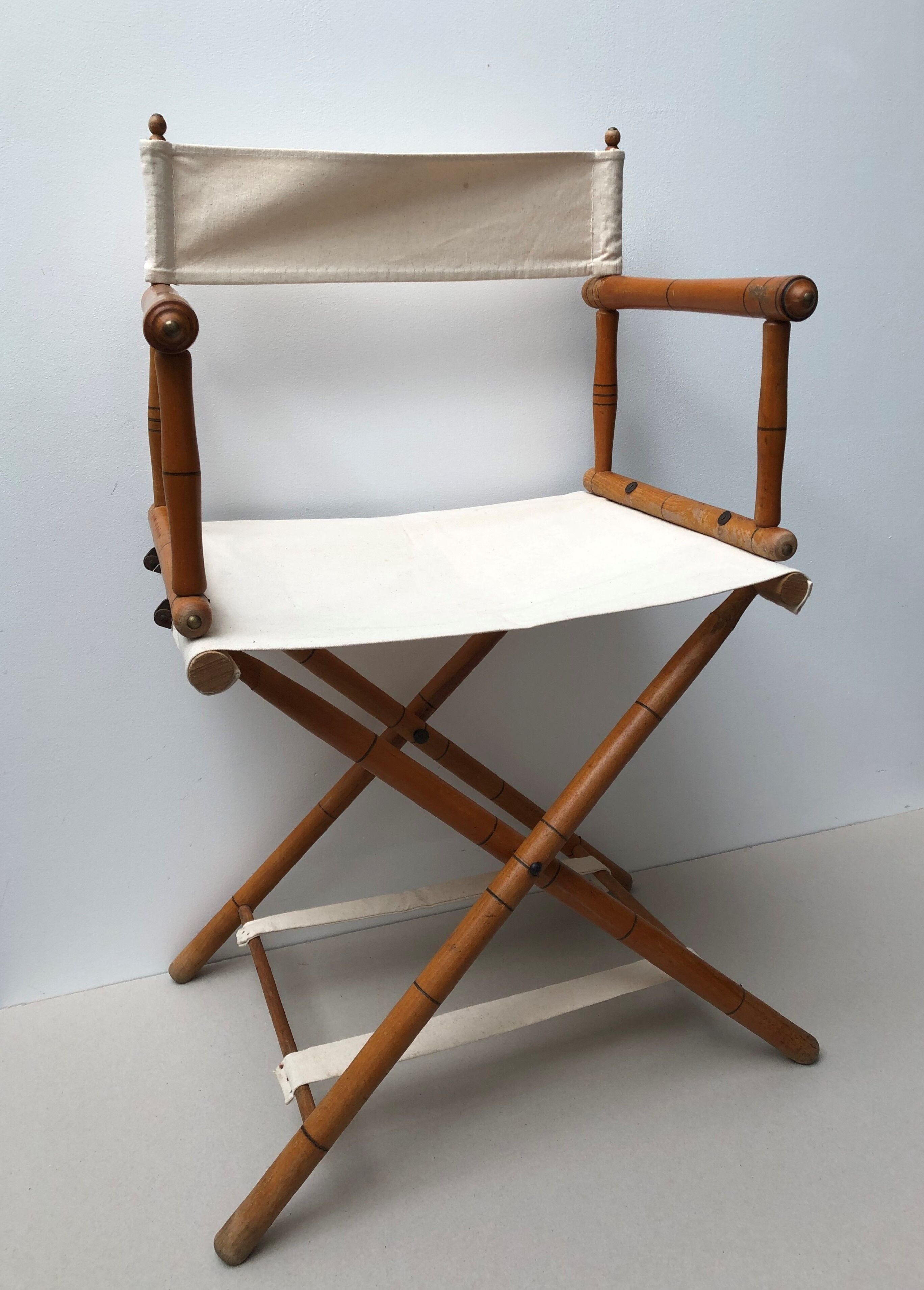 Former director's side chair in wood and canvas