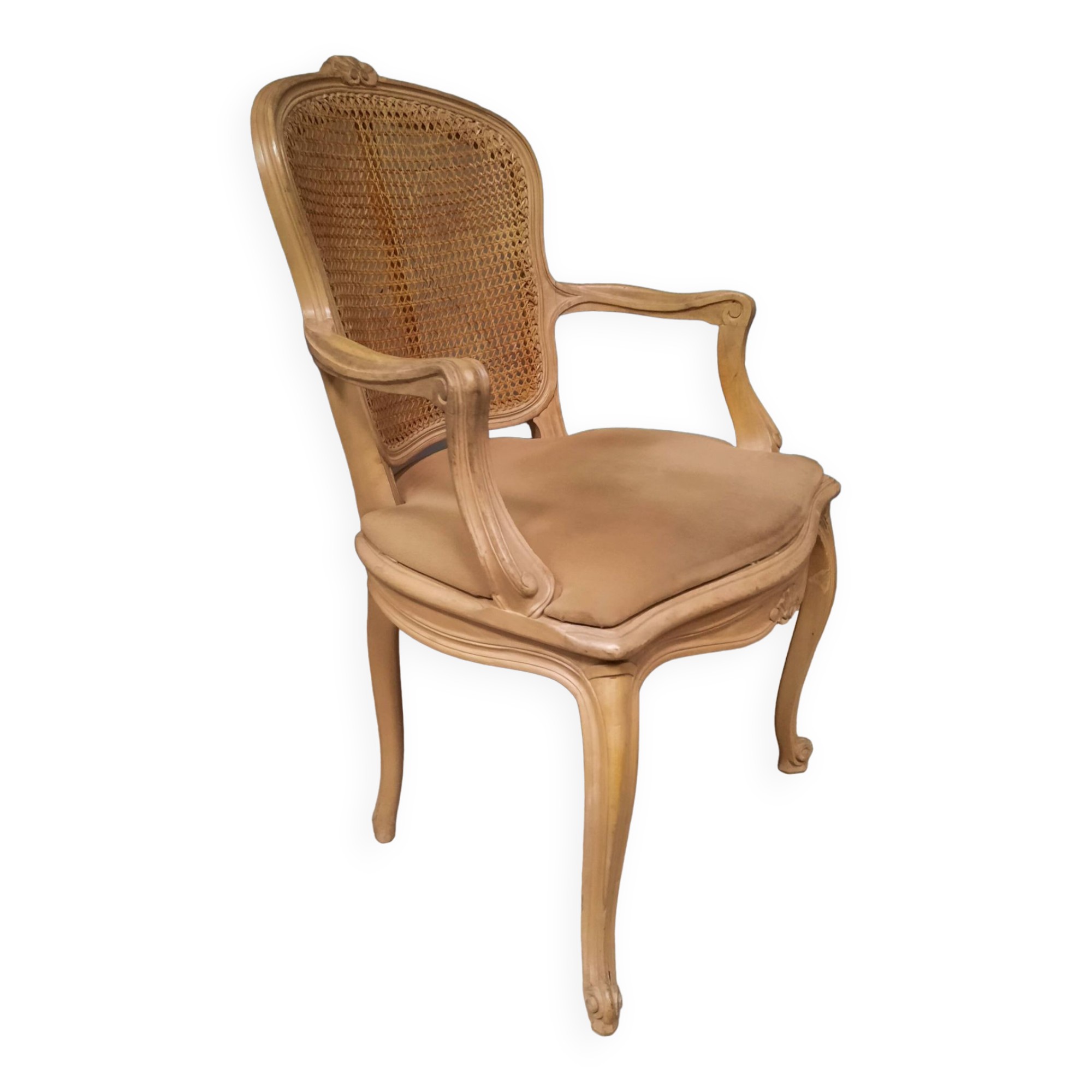 Louis XVI style caned armchair