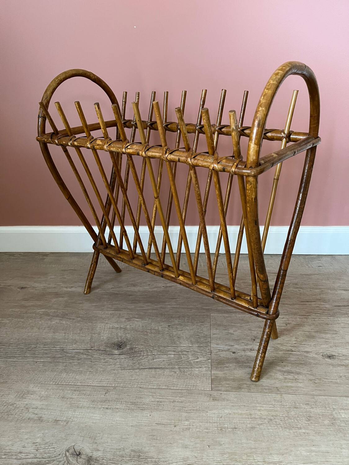 Rattan wicker magazine rack