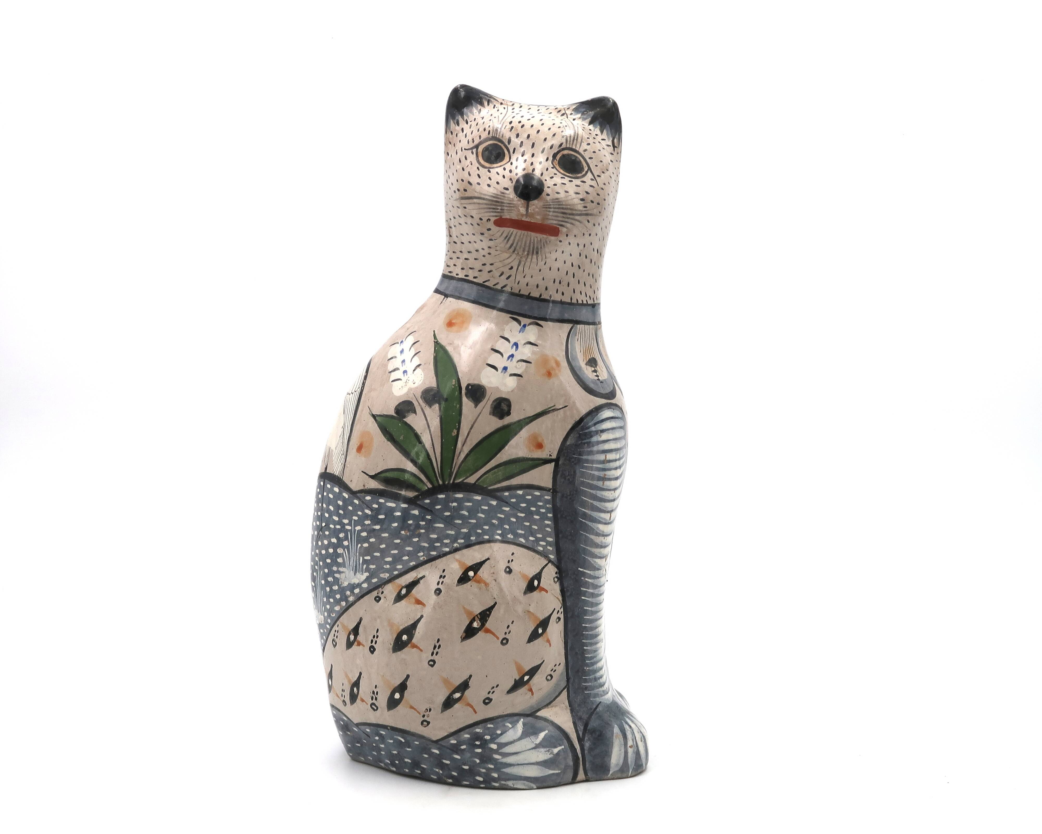 Large Mexican ceramic folk cat, 1970s