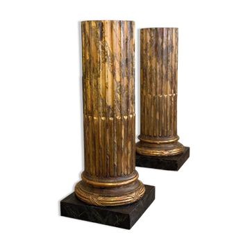 Pair of carved wooden columns in the Louis XVI style, The Crystal Staircase, circa 1880.
