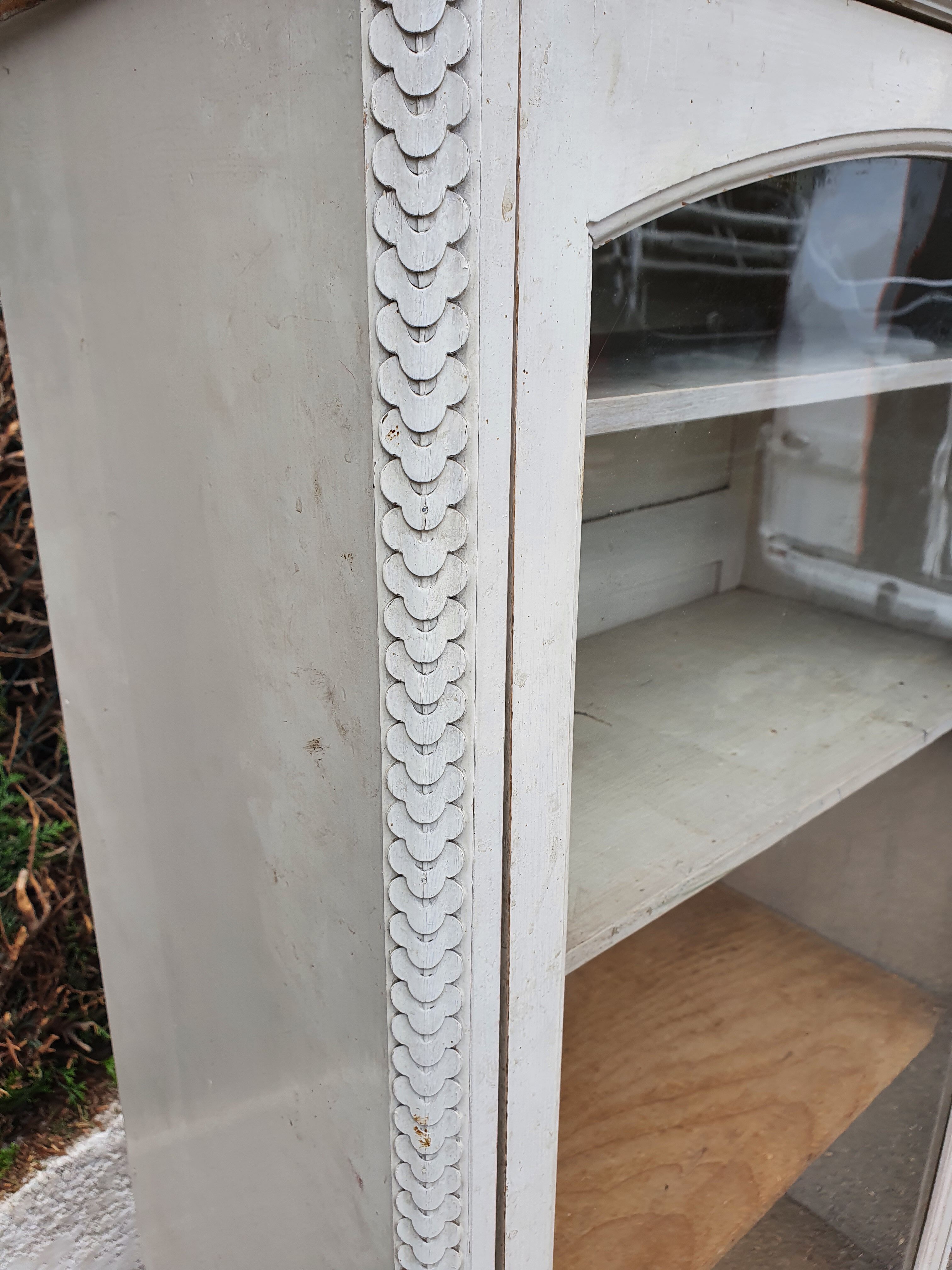 Old grey patinated showcase