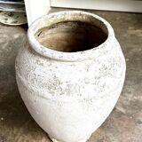 Planter, small whitewashed concrete pot, 1950s