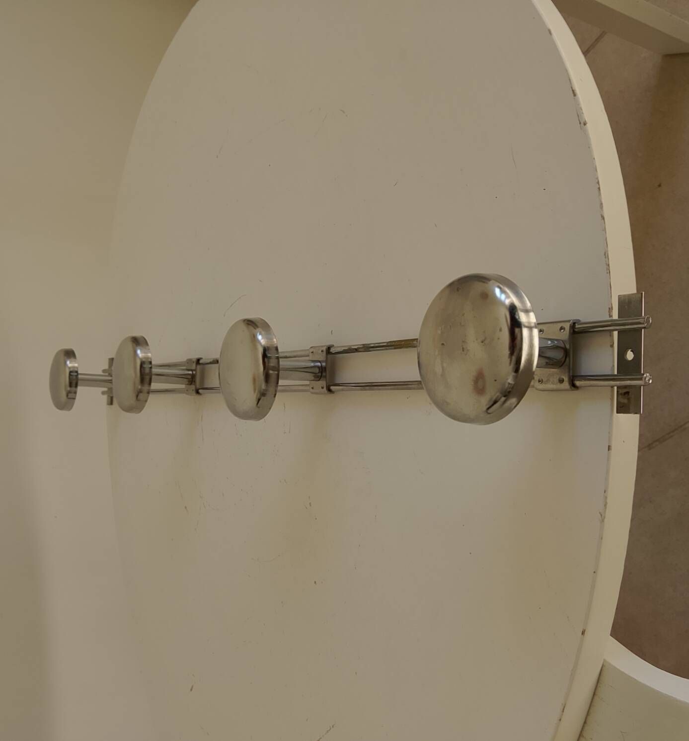 Vintage chrome wall coat rack from the 70s