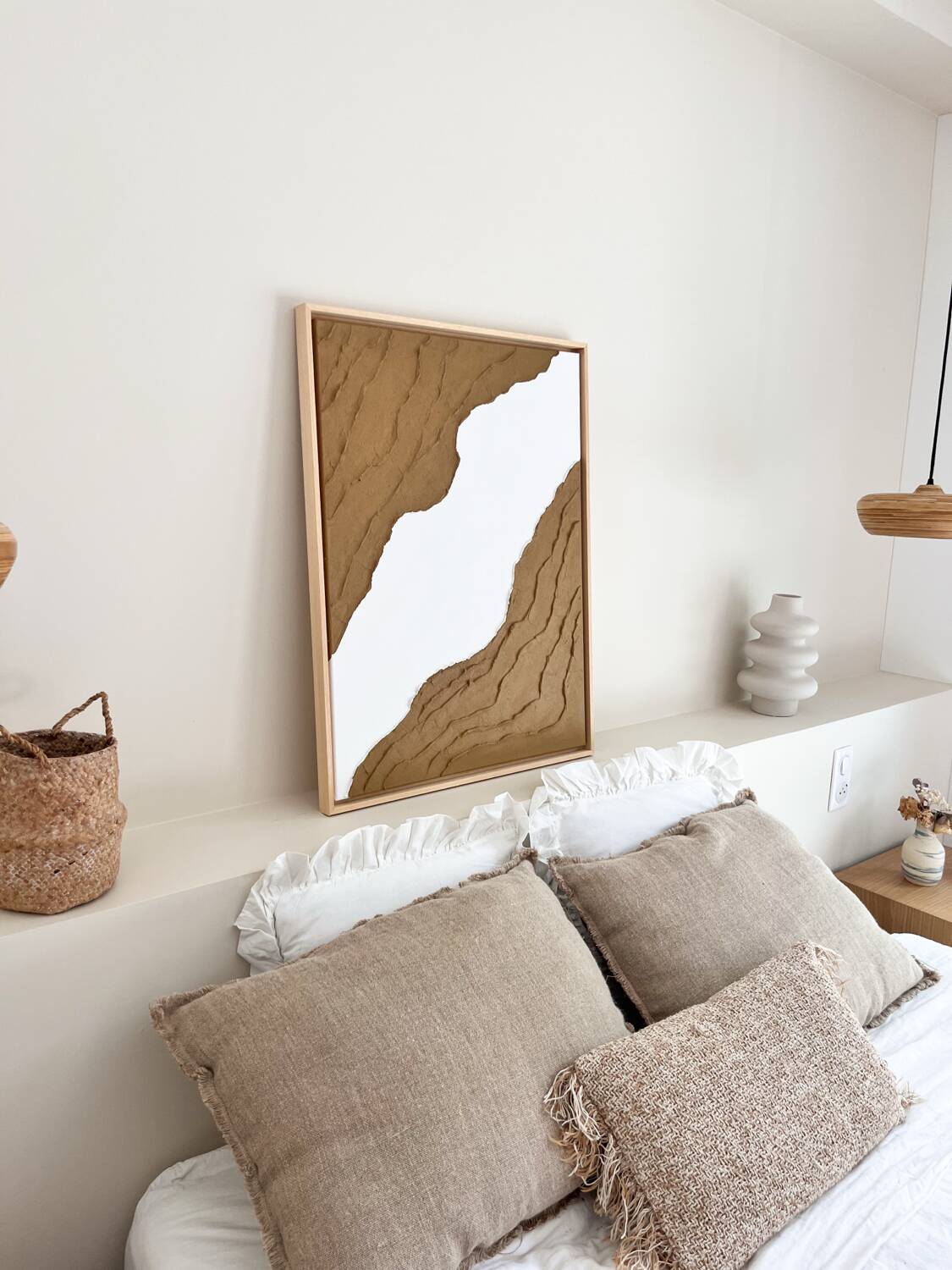 Camel brown and white relief painting