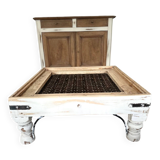 Wood and woven steel coffee table – Dual decorative use