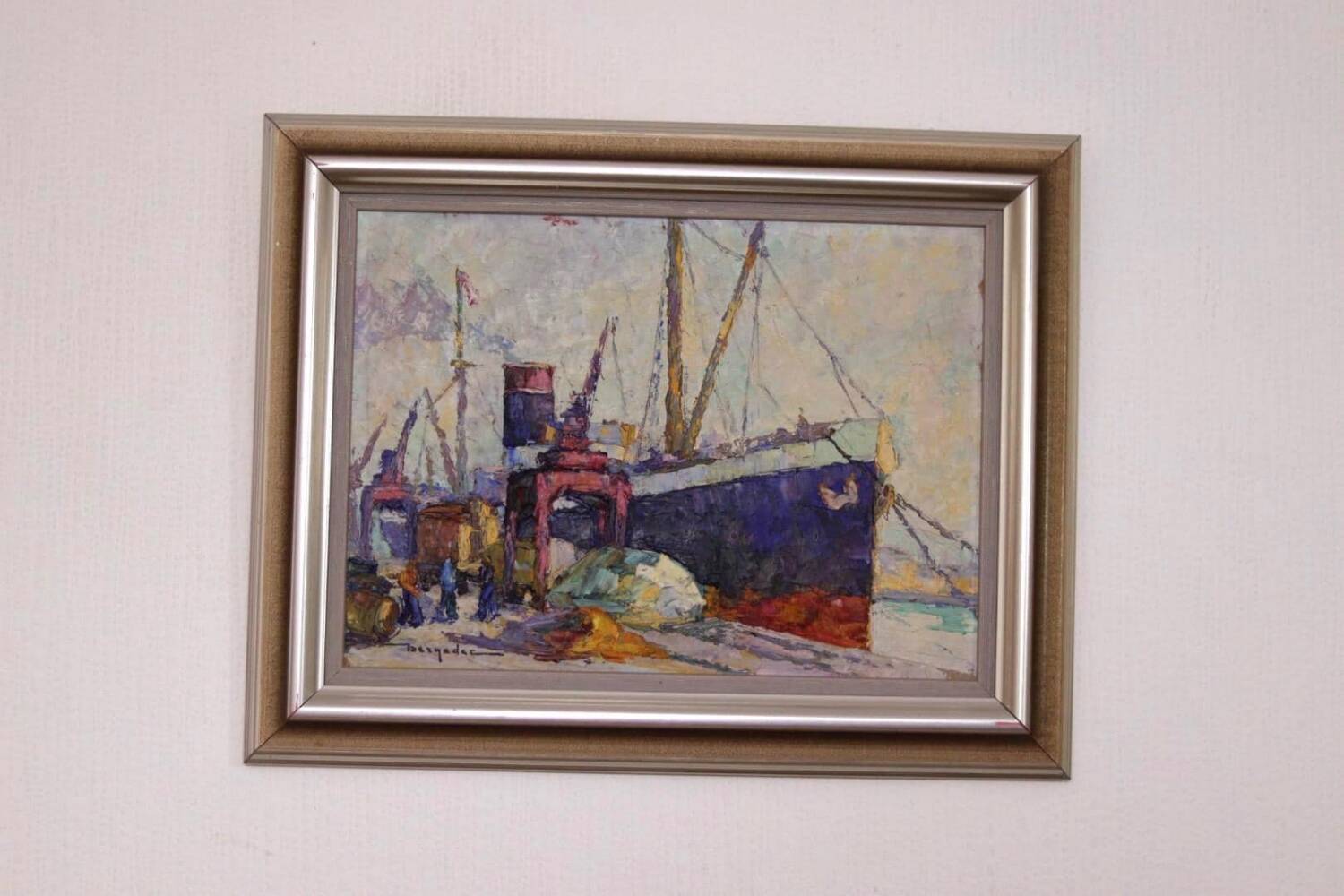 French Oil on Panel – “Port de Nice” by Elie Bernadac (1913–1999)