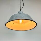 Industrial grey enamel factory lamp, 1960s