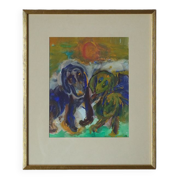 Frideborg Bryth, Gouache, 1961, framed