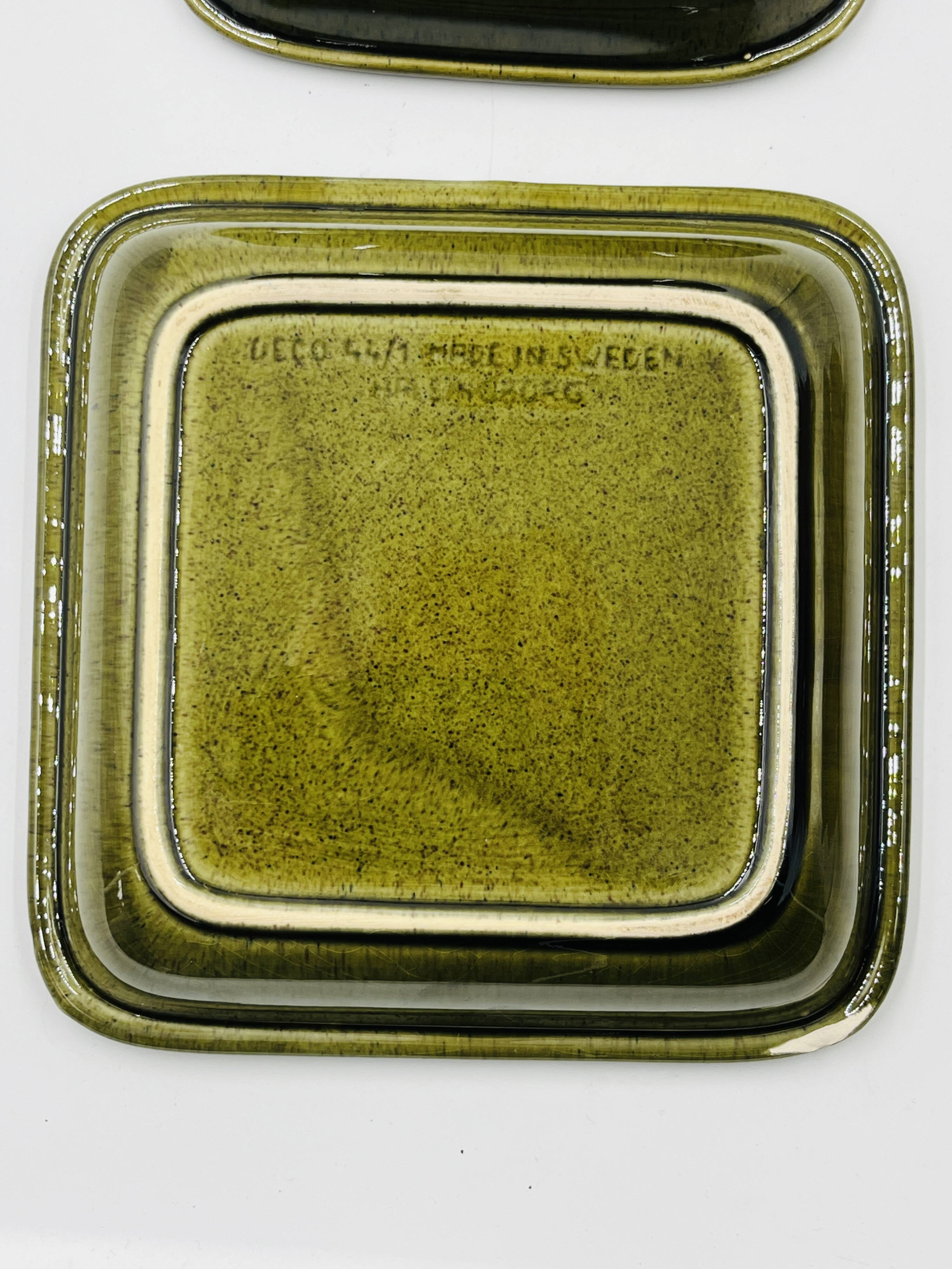 Lot 2 plats carrés en grès Deco Hälsingborg K.J. Svensson