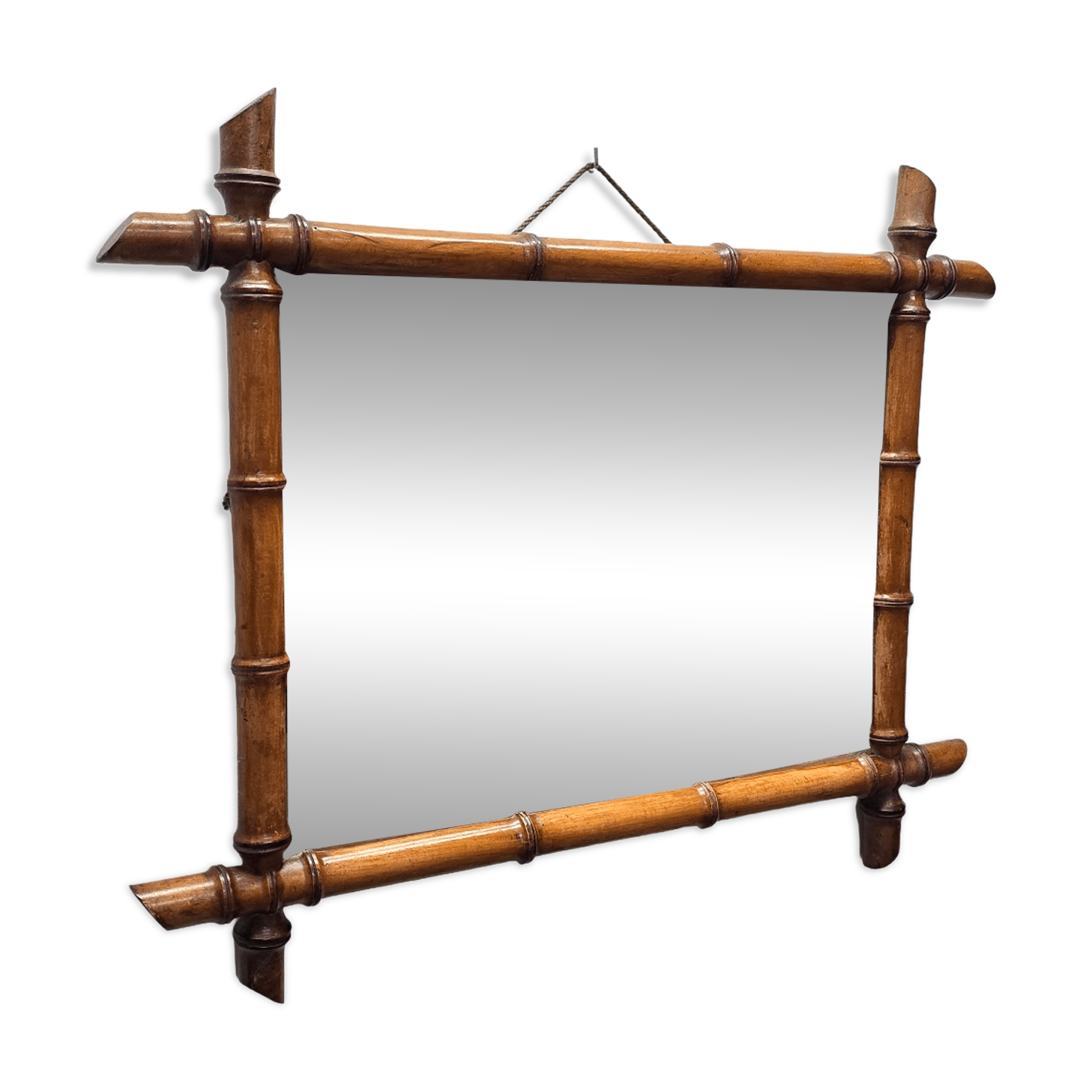 Large French Faux Bamboo Mirror, 1st half 1900s