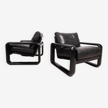 Suite de 2 fauteuils en cuir Rosenthal Hombre par Burkhard Vogtherr