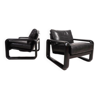 Suite de 2 fauteuils en cuir Rosenthal Hombre par Burkhard Vogtherr