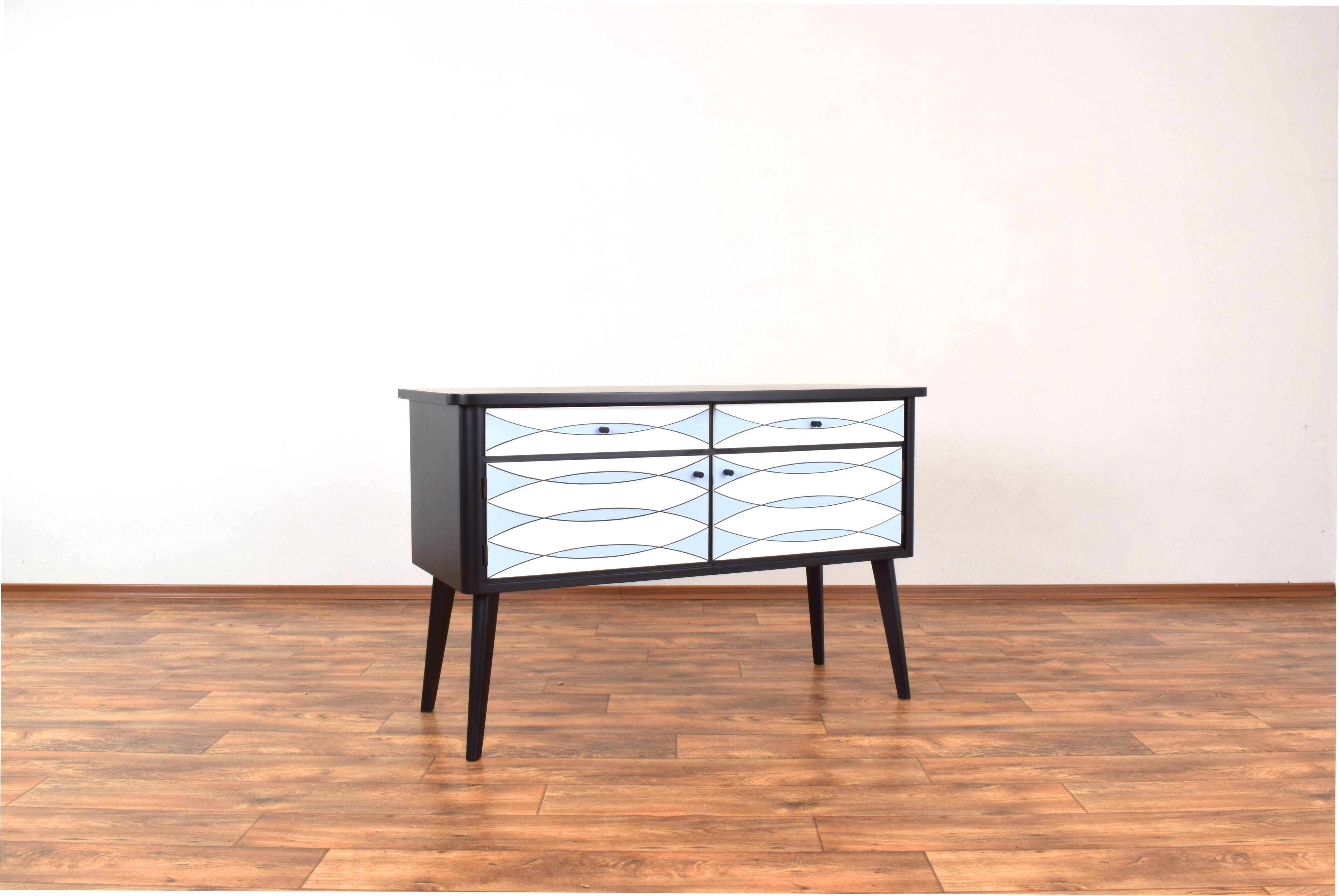 Mid-Century Op-Art. Hand-Painted German Sideboard, 1960s.