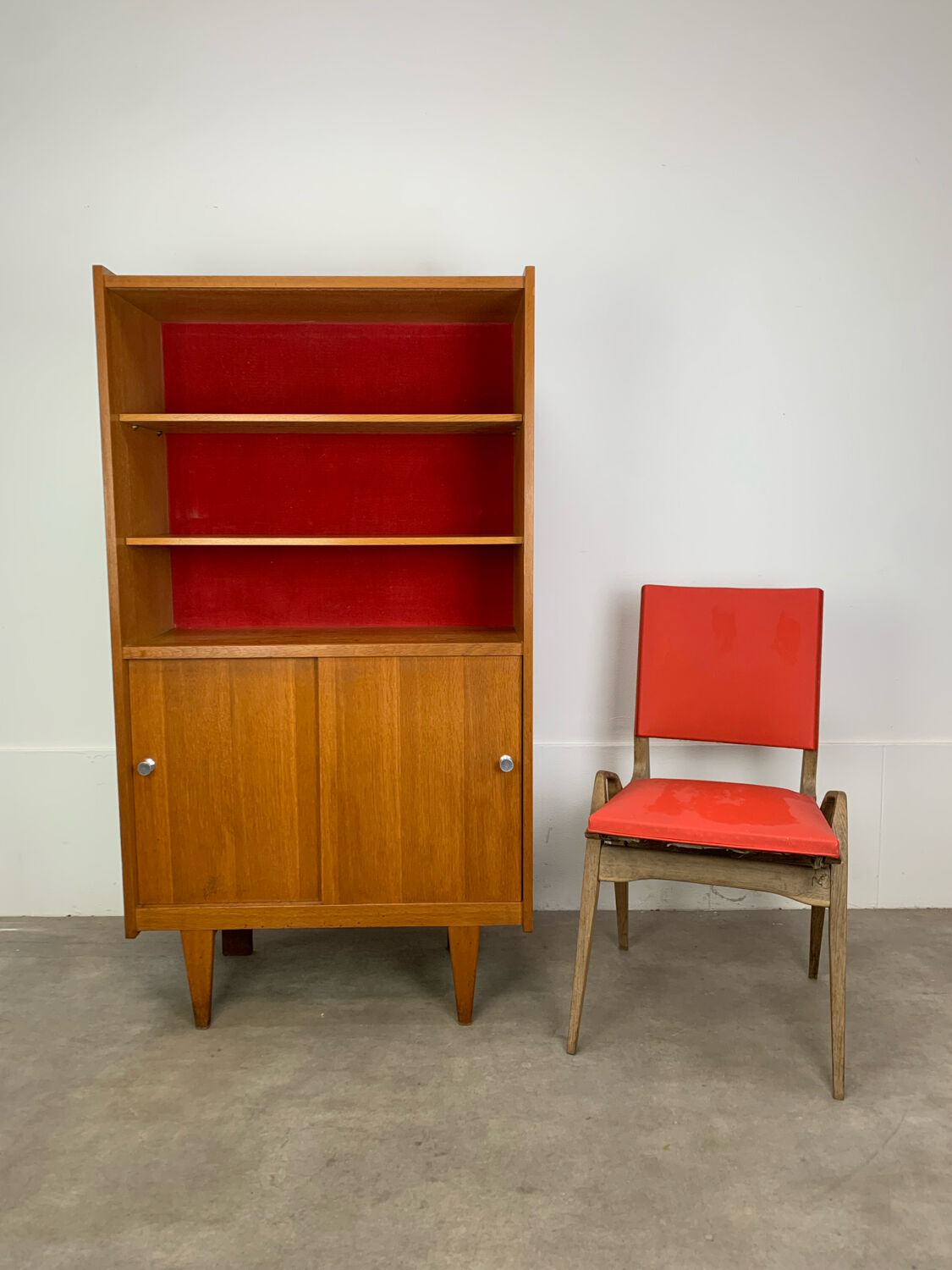 1950s vintage oak bookshelf.