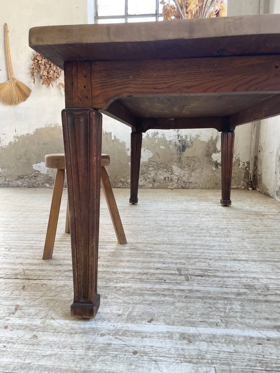 Solid oak farmhouse table 185cm
