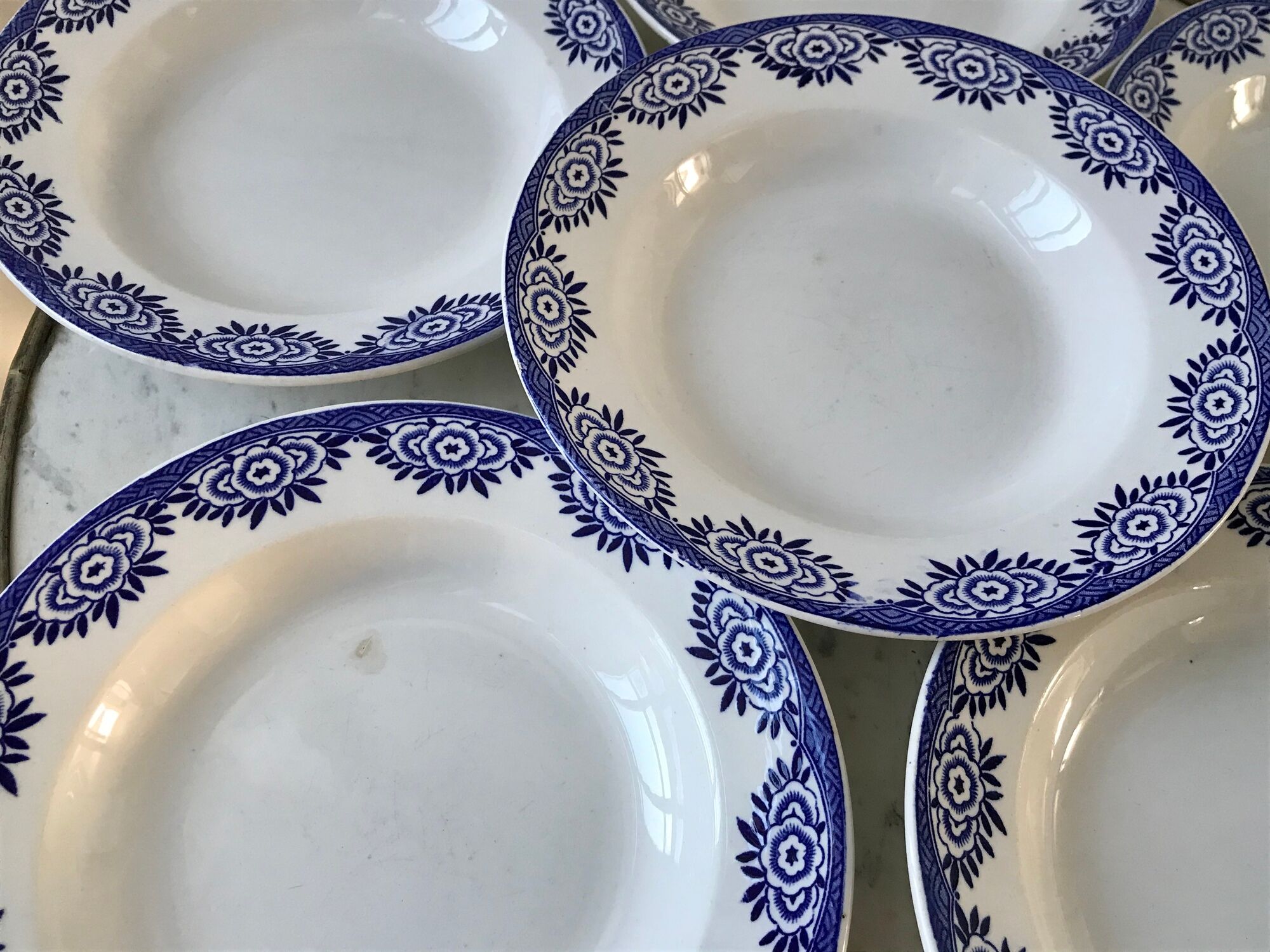 Set of 6 hollow plates Digoin Sarreguemines model Capri Casino 50s