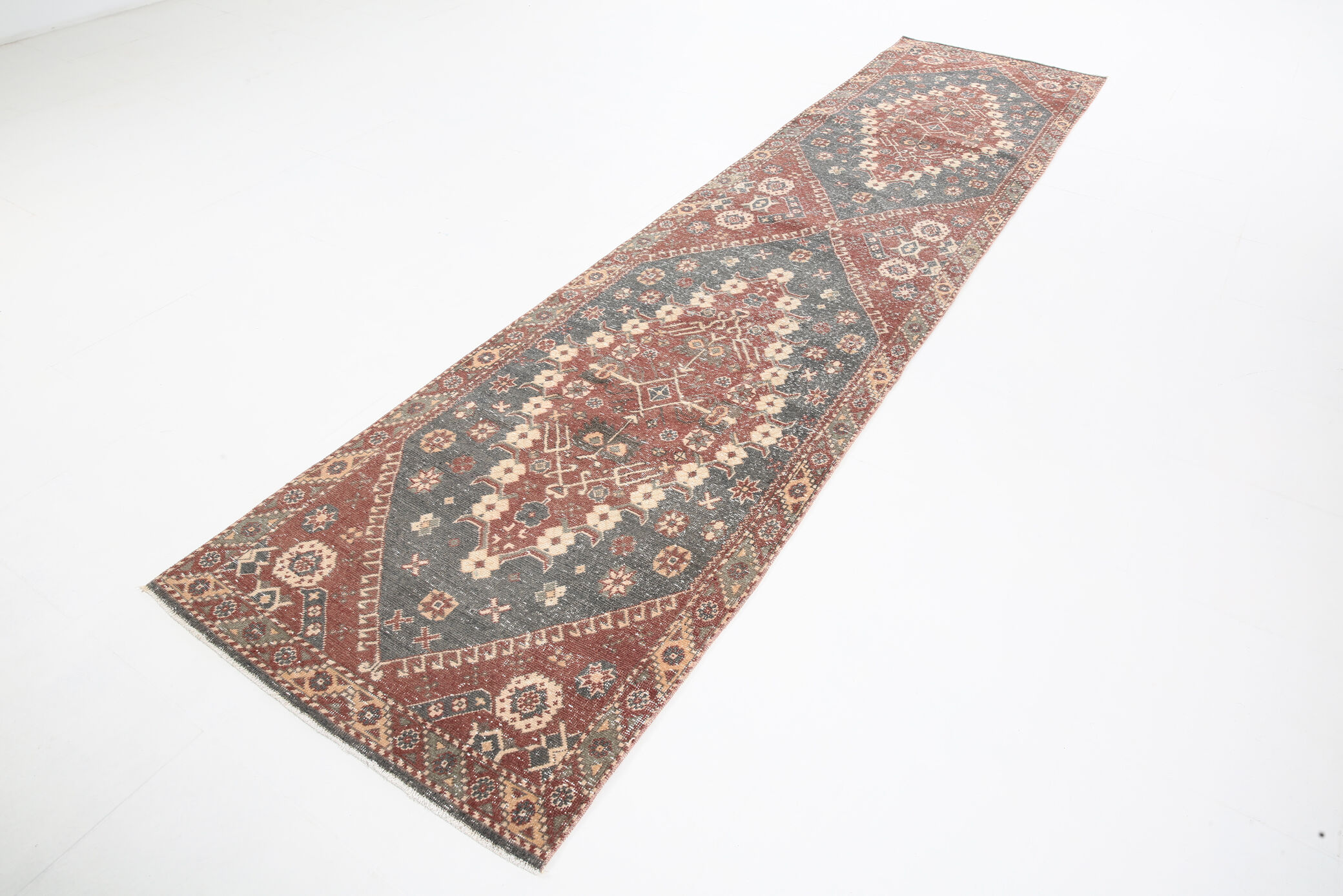 3x13 Persian Antique Runner Rug, 94x387Cm