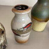 Set of Five Vintage Pottery Fat Lava Vases Made by Scheurich, Germany, 1970s