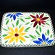 Vintage ceramic trivet from Saint-Clément - floral 1960-1970