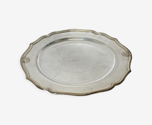 Plat métal argenté diamètre 33 cm