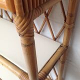 Bookcase shelf in bamboo and vintage rattan