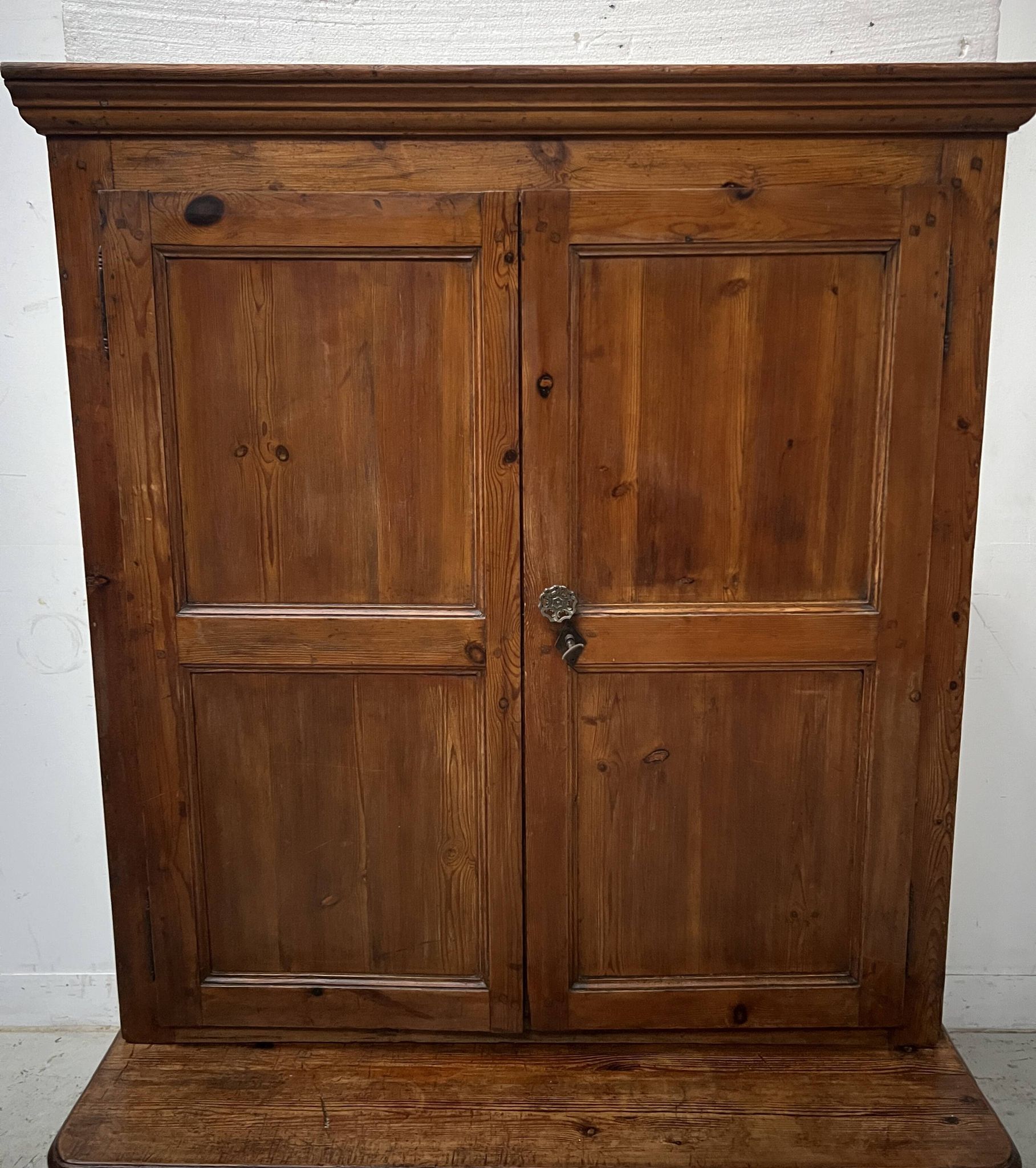 Two-part office furniture made of solid pine from the 20th century.