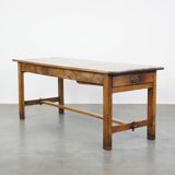 Table à manger ancienne du XVIIIe siècle en chêne avec 2 tiroirs