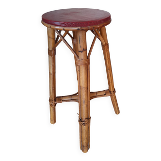 Tabouret haut bar en rotin vintage