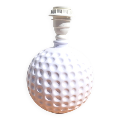 Pied de lampe vintage balle de golf, céramique blanche “Monteuse”