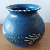 Primavera ball vase in blue ceramic with plant frieze 1920 1930