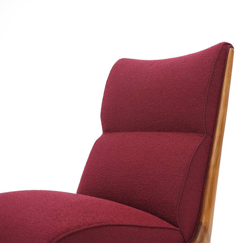 Set of wooden and boucle chairs, 1940s