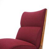 Set of wooden and boucle chairs, 1940s