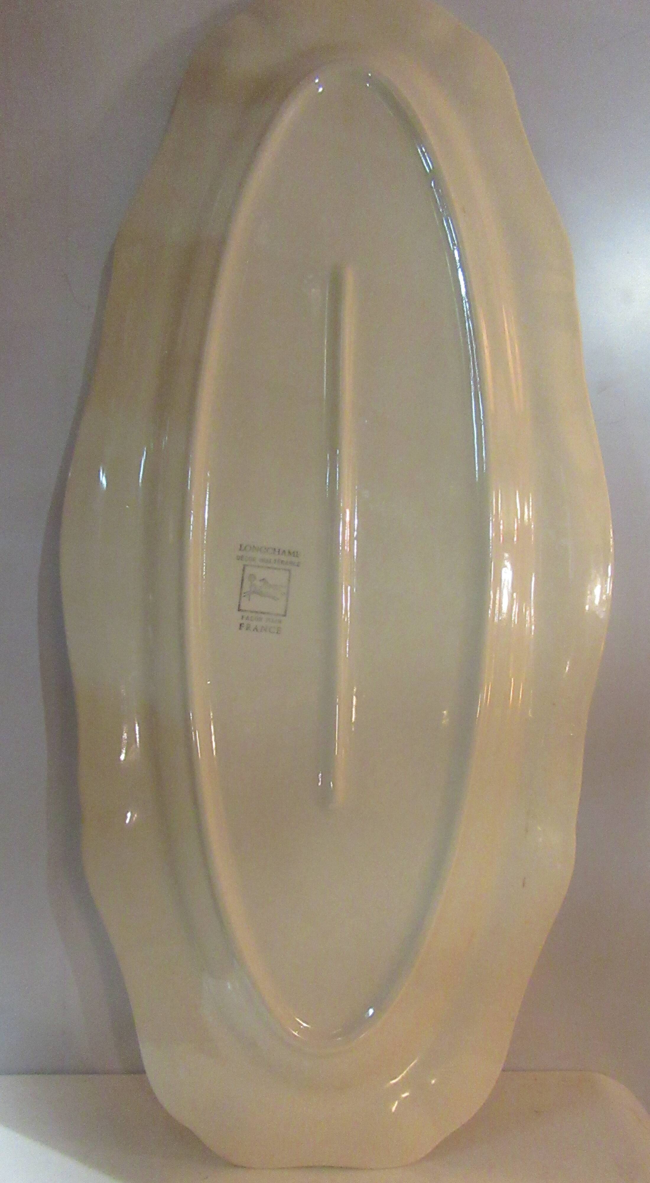 Large LONGCHAMPS oval serving dish with Rouen decor