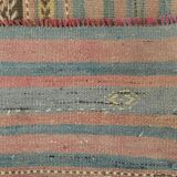 Tapis Kilim fait main rouge clair bleu 5x7 158x247 cm