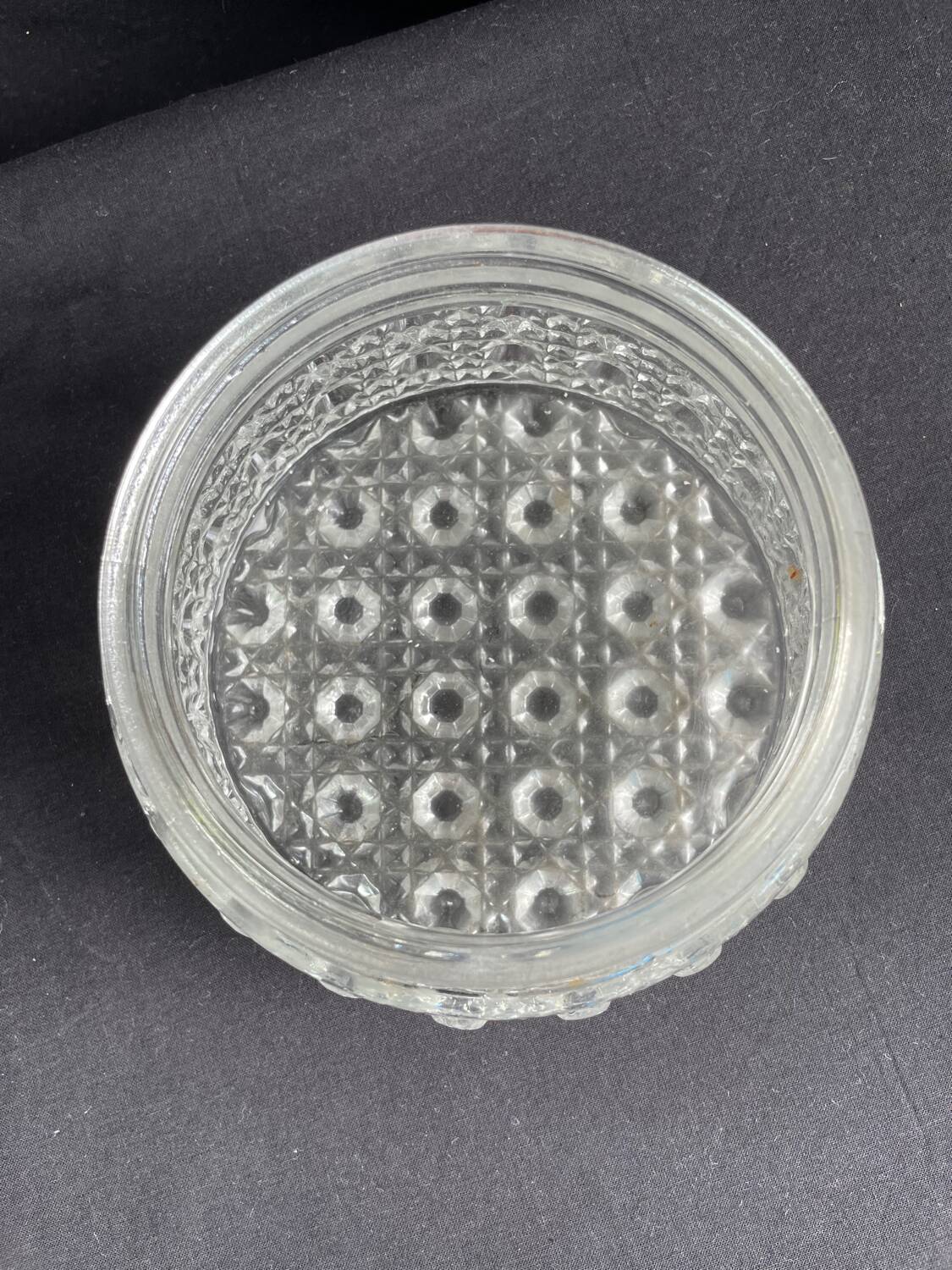 Old vintage round molded glass wall light