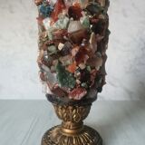 Table lamp gilded wood and stones