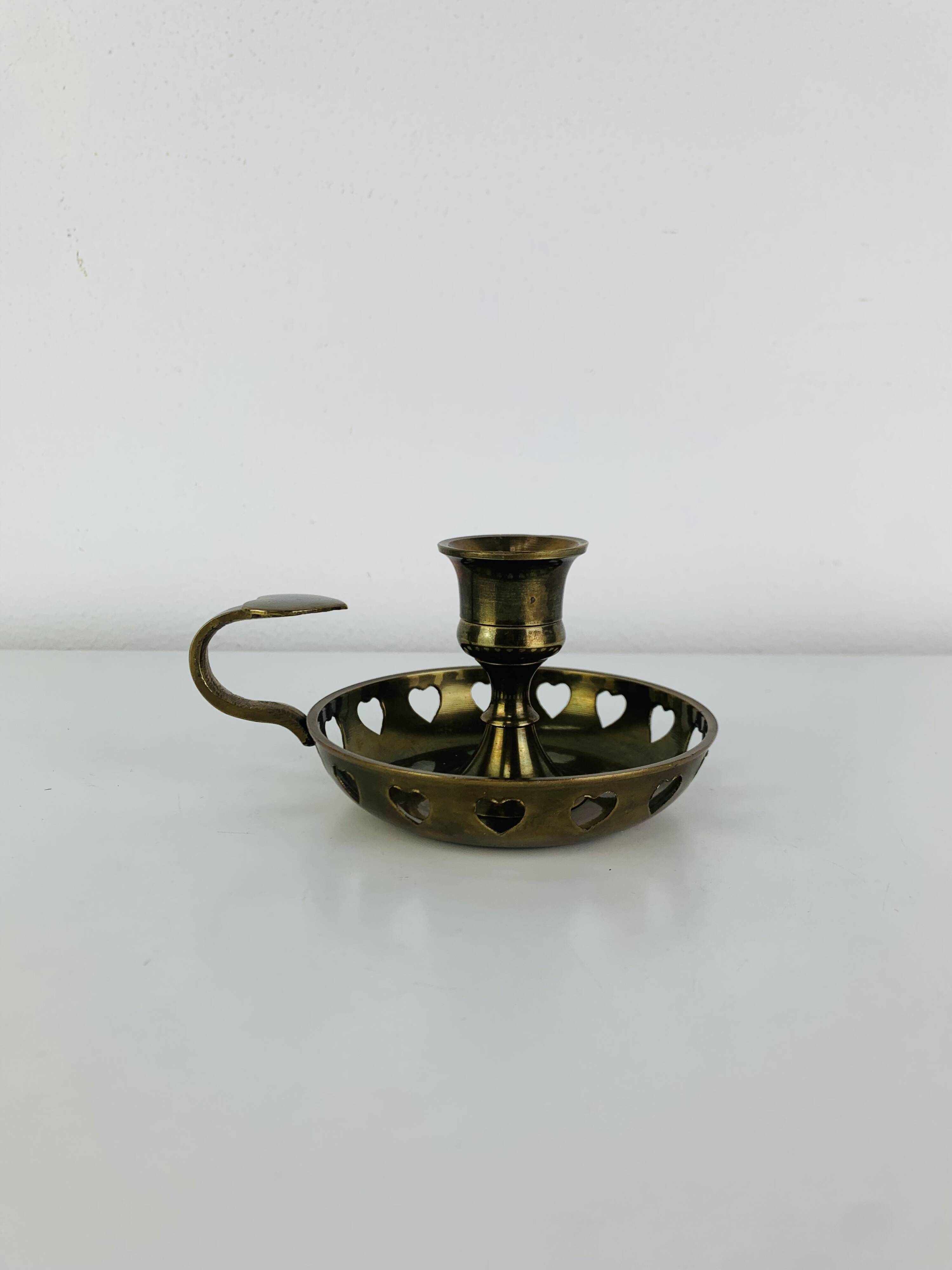 Bougeoir laiton doré "cœurs", vintage