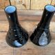 Pair of black and opaline multilayer glass vases. 1970s.